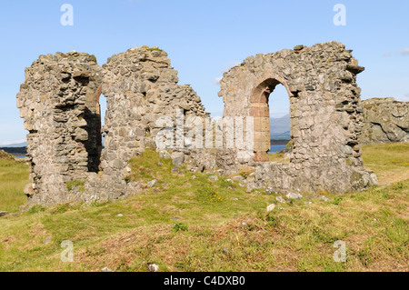 Ruins of 16th century St Dwynwens Church Llanddywn Island Anglesey Gwynedd Wales Cymru UK GB Stock Photo