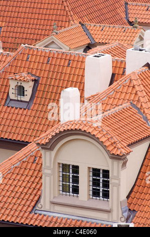 Red tile roofs in Prague, Czech Republic Stock Photo