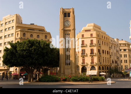 Nejmeh Square (aka Place d'Etoile) & Art Deco clock tower, Downtown Beirut, Lebanon. Stock Photo