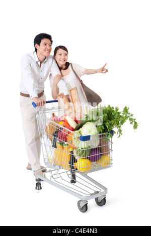 Young Couple Grocery Shopping Stock Photo