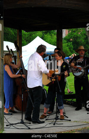 Band musicians play at Keuka lake art festival. Stock Photo