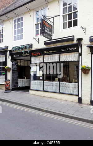 Poppy's Tea Rooms in Milk Street, Shrewsbury, England. Stock Photo