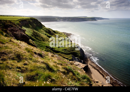 View from Kettleness to Runswick Bay, East Coast Yorkshire, England Stock Photo