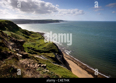 View from Kettleness to Runswick Bay, East Coast Yorkshire, England Stock Photo