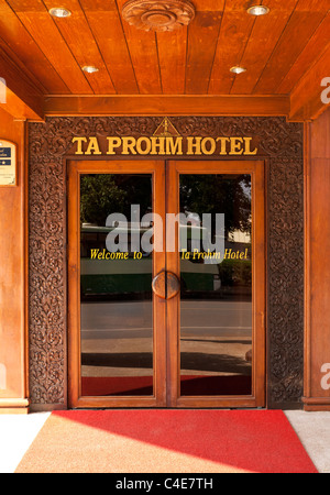 Main entrance to the Ta Prohm Hotel, Siem Reap, Cambodia Stock Photo