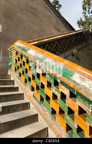 Stairs / steps / staircase leading to the tower of Buddhist Incense (Foxiang Ge), Longevity Hill. Summer Palace. Beijing, China. Stock Photo
