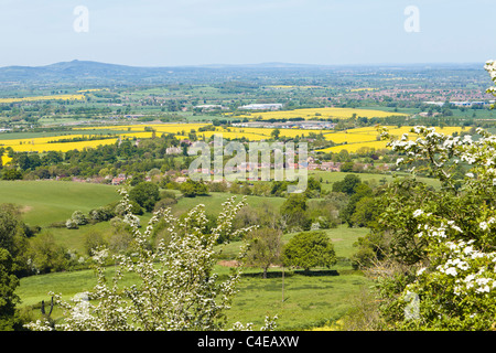 The view across the Severn Vale to the Forest of Dean from Haresfield Hill, Gloucestershire  - Haresfield is in the foreground Stock Photo