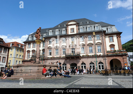 The Rathaus and Marktplatz Heidelberg Baden-Württemberg Germany Deutschland Stock Photo