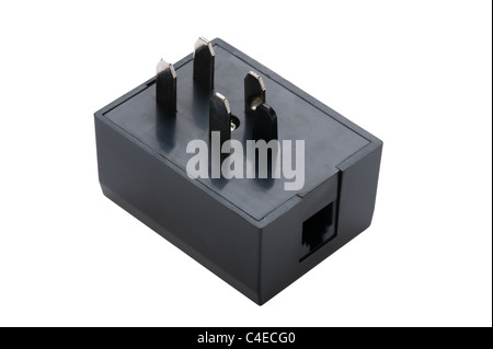 object on white - telephone socket close up Stock Photo