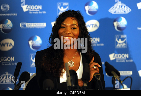 Serena Williams looking relaxed during a press conference at the Aegon International tennis tournament at Eastbourne Stock Photo