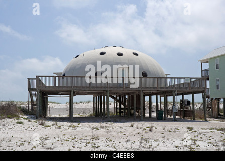 The Dome Home is a uniquely designed beach house built to withstand coastal hurricanes along the Florida Gulf Coast. Stock Photo