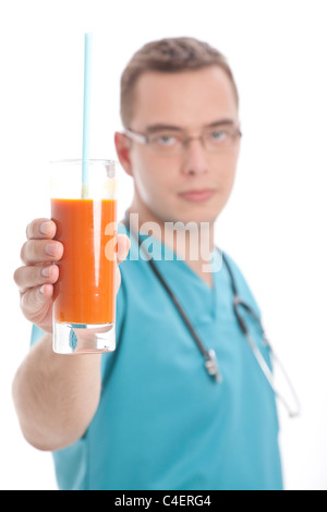 doctor recommending fresh squeezed antioxidant juice Stock Photo