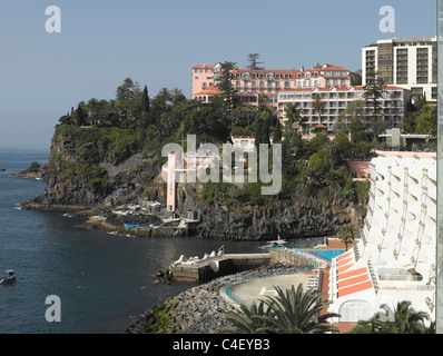 Luxury hotels hotel on the seafront coast coastline Reids Hotel Funchal Madeira Portugal EU Europe Stock Photo