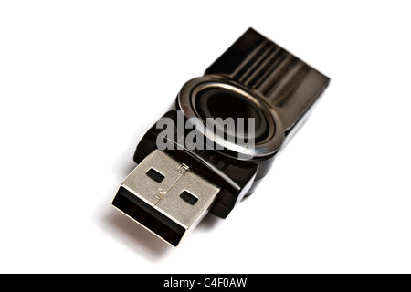 black USB memory stick isolated on white background Stock Photo