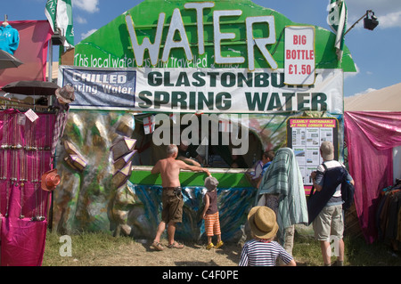 water stall glastonbury festival selling glastonbury spring water Stock Photo