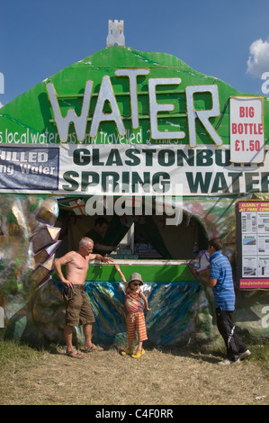 water stall glastonbury festival selling glastonbury spring water Stock Photo