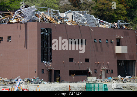 A building destructed by Tsunami 11th March 2011 Stock Photo