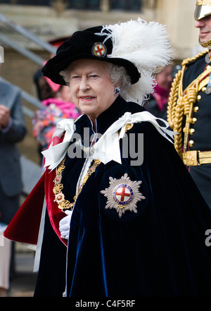 Her Majesty Queen Elizabeth II in Garter Procession, Windsor Castle, 2011 Stock Photo