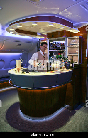 Emirates airline A380 business class first class Stock Photo