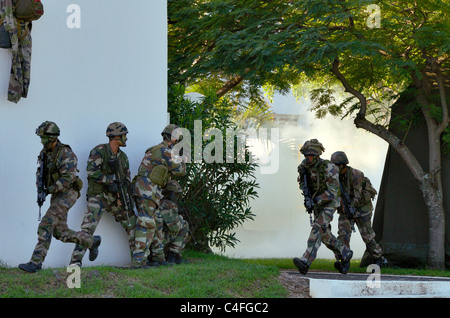 Show of French forces paratroopers in La Reunion Stock Photo