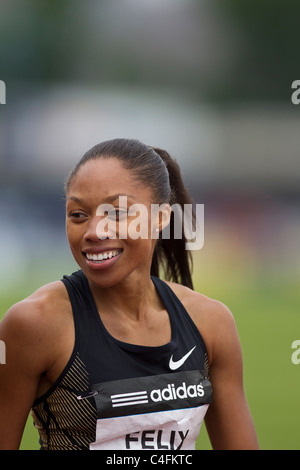 Allyson Felix winner of the 200 meters at the 2011 NYC Grand Prix. Stock Photo