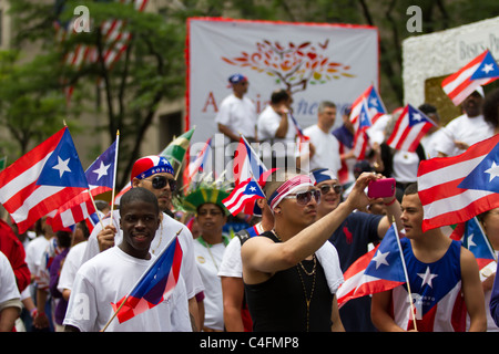 Marchers in the 54th annual Puerto Rican Day Parade on Sunday, June 12, 2011 on Fifth Avenue in New York City Stock Photo