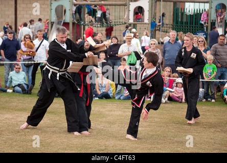 A demonstration of the Korean martial art of Kuk Sool Won, Newmarket carnival, Suffolk UK Stock Photo