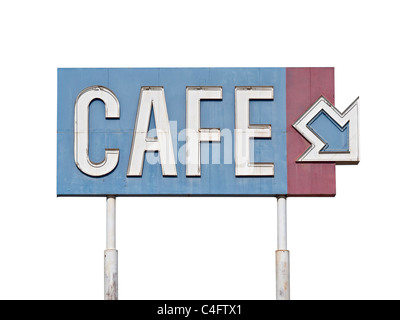 Vintage generic cafe sign near historic route 66. Stock Photo