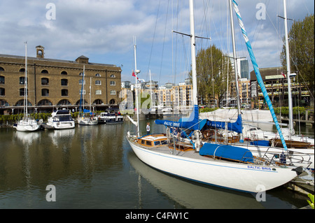 Yacht at St Katherine's Dock, London, UK Stock Photo