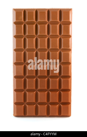 Milk chocolate bar isolated over white Stock Photo