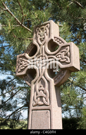 Detail on the Celtic Cross of the Twineham Village War Memorial West Sussex UK Stock Photo