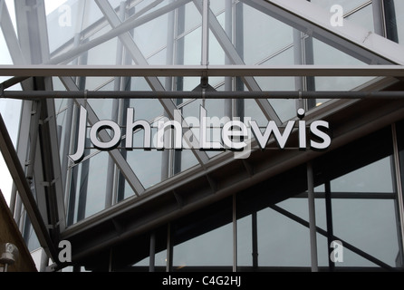 john lewis name sign above an entrance to the department store in kingston upon thames, surrey, england Stock Photo
