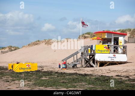 RNLI lifeguard station on beach in Exmouth Devon UK Stock Photo