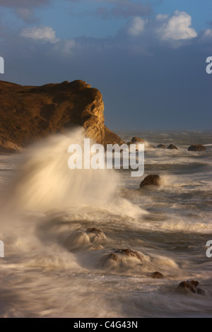 stormy seas at Man O War Bay, Jurassic Coast, Dorset, England Stock Photo