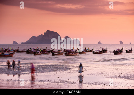 the beach at Ao Nang at dusk, nr Krabi, Thailand Stock Photo