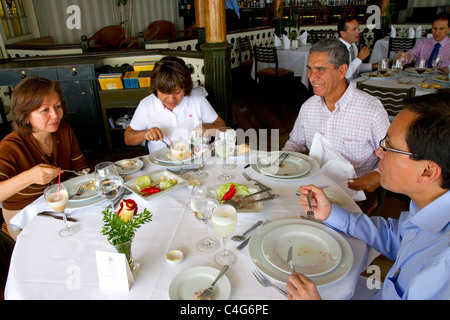 People dine at La Rosa Nautica restaurant in Lima, Peru. Stock Photo