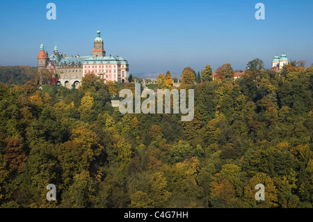 The castle Ksiaz in Walbrzych in autumn colours, Poland Stock Photo