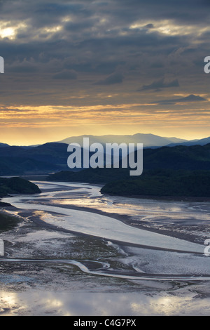 the Mawddach Estuary at dawn, Snowdonia, Wales Stock Photo