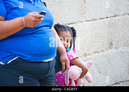 Young girl and her mother in Savannah, Georgia Stock Photo