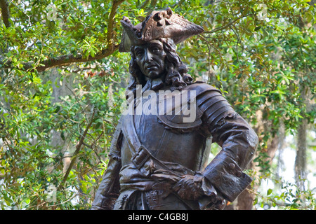 British Colonial General James Oglethorpe, Chippewa Square, Savannah, founder of Georgia Stock Photo