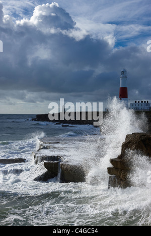 stormy seas at Portland Bill, Dorset, England Stock Photo