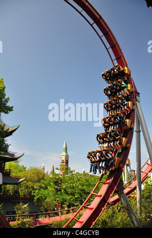 The Demon Rollercoaster ride, Tivoli Gardens, Copenhagen (Kobenhavn), Kingdom of Denmark Stock Photo