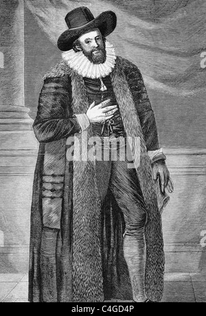 Edward Alleyn (1566-1626) on engraving from 1870. English actor who was a major figure of the Elizabethan theater. Stock Photo
