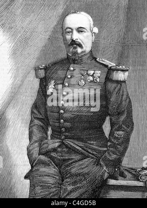 Francois Achille Bazaine (1811-1888) on engraving from 1870 published in the Graphic. French Marshal. Stock Photo