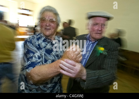Old couple dancing Stock Photo