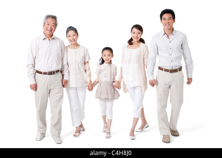 Happy Multi-Generational Family, Studio Shot Stock Photo