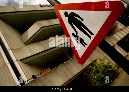 Family/pedestrian road crossing sign, England UK Stock Photo