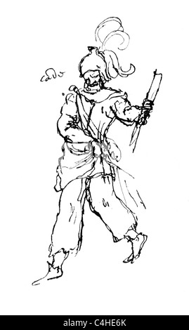 Jack Cade; Sketched for a Masque by Inigo Jones; Court Satire; Black and White Illustration; Inigo Jones (1573 - 1652) Stock Photo