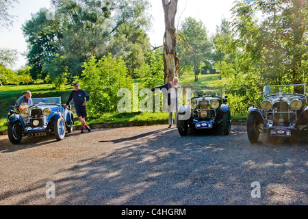 Lagonda Rapier car owners preparing their cars Stock Photo