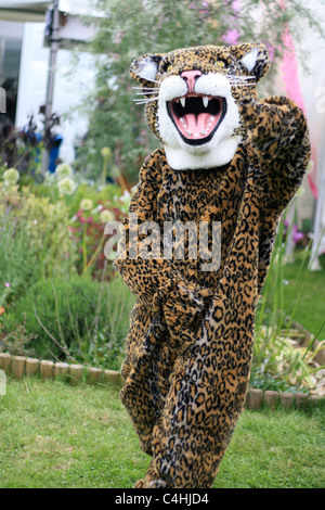 staffer at Hay Literary Festival dressed as a jaguar, may 2011 Stock Photo